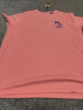 chubbies Coral Pink Tee with Navy Palm Accent